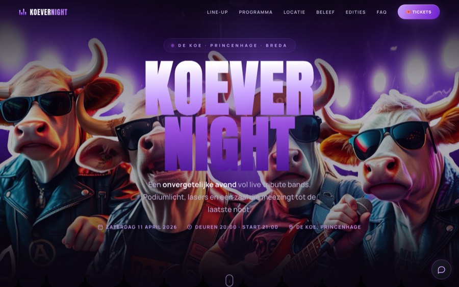 Startpagina van koevernight